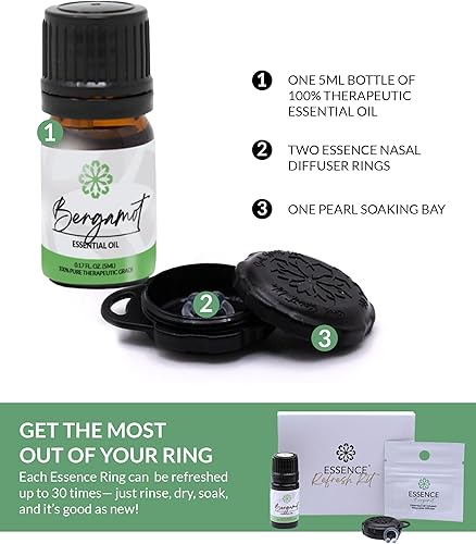 Vista 150 de Essence - Difusor nasal de aromaterapia portátil, anillo de nariz de aceite esencial de limón, inhalador de silicona para apoyo al estrés