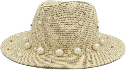 Summer Straw Pearl Sun Beach Hat 