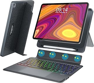 Magnetic Backlit Keyboard Case for 9th/8th/7th Generation 10.2-inch with Multi-Touch Trackpad, 7 Colors Detachable Wireless Magic Keyboard for iPad Pro 10.5 inch Air 3rd (2021/2020/2019/2017)