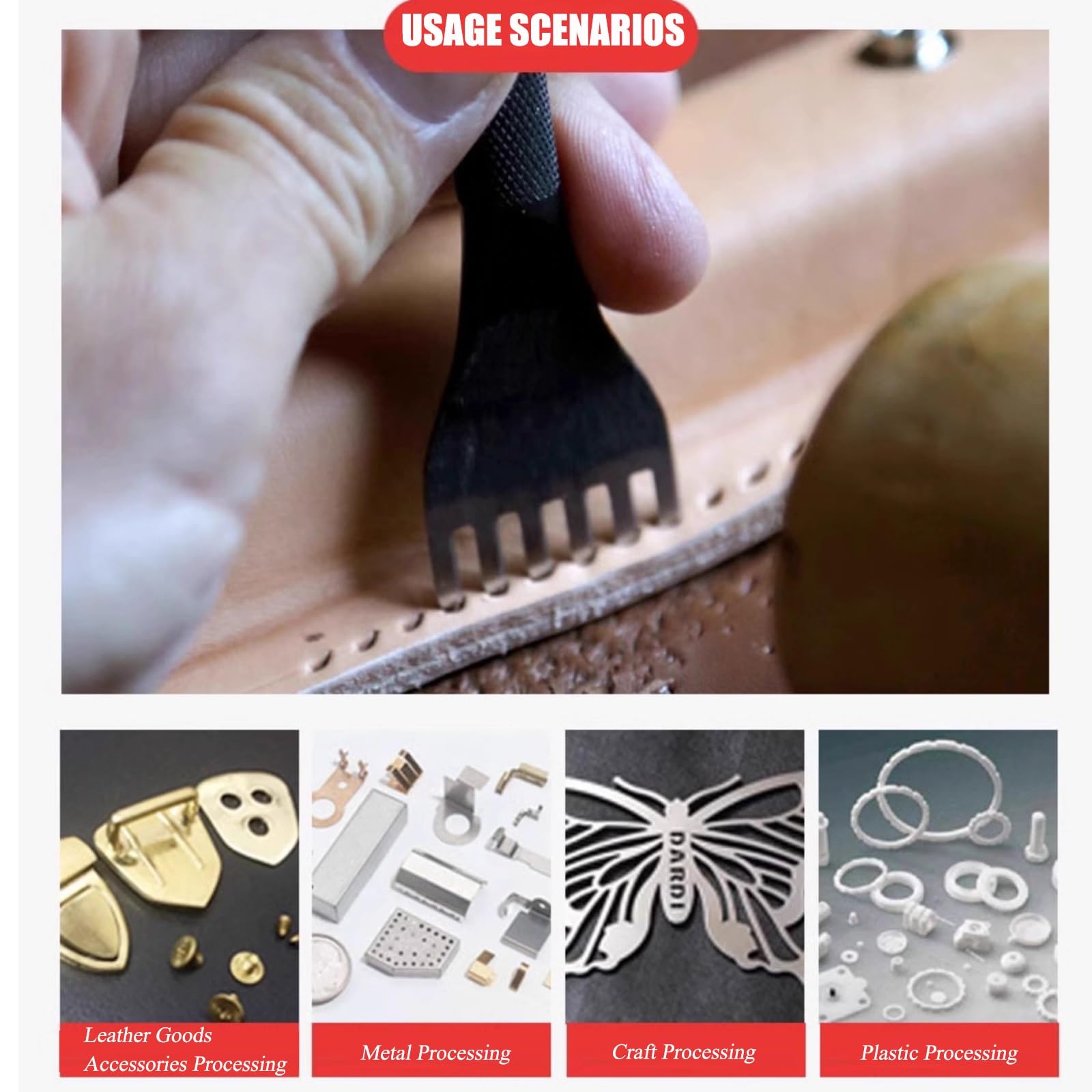Skórzany stempel, ręczne narzędzie do dziurkowania, narzędzie do wykrawania, do akcesoriów skórzanych, produkcji sprzętu i obróbki tworzyw sztucznych (0,32 ton)