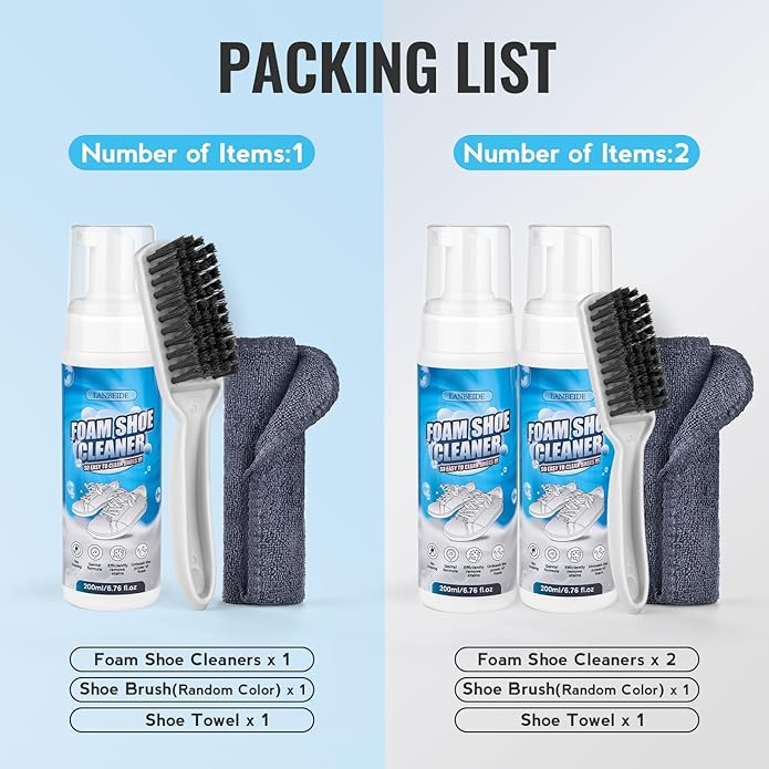 Kit Limpiador de Calzado LANBEIDE 6.76 oz con Cepillo y Toalla miniatura 5