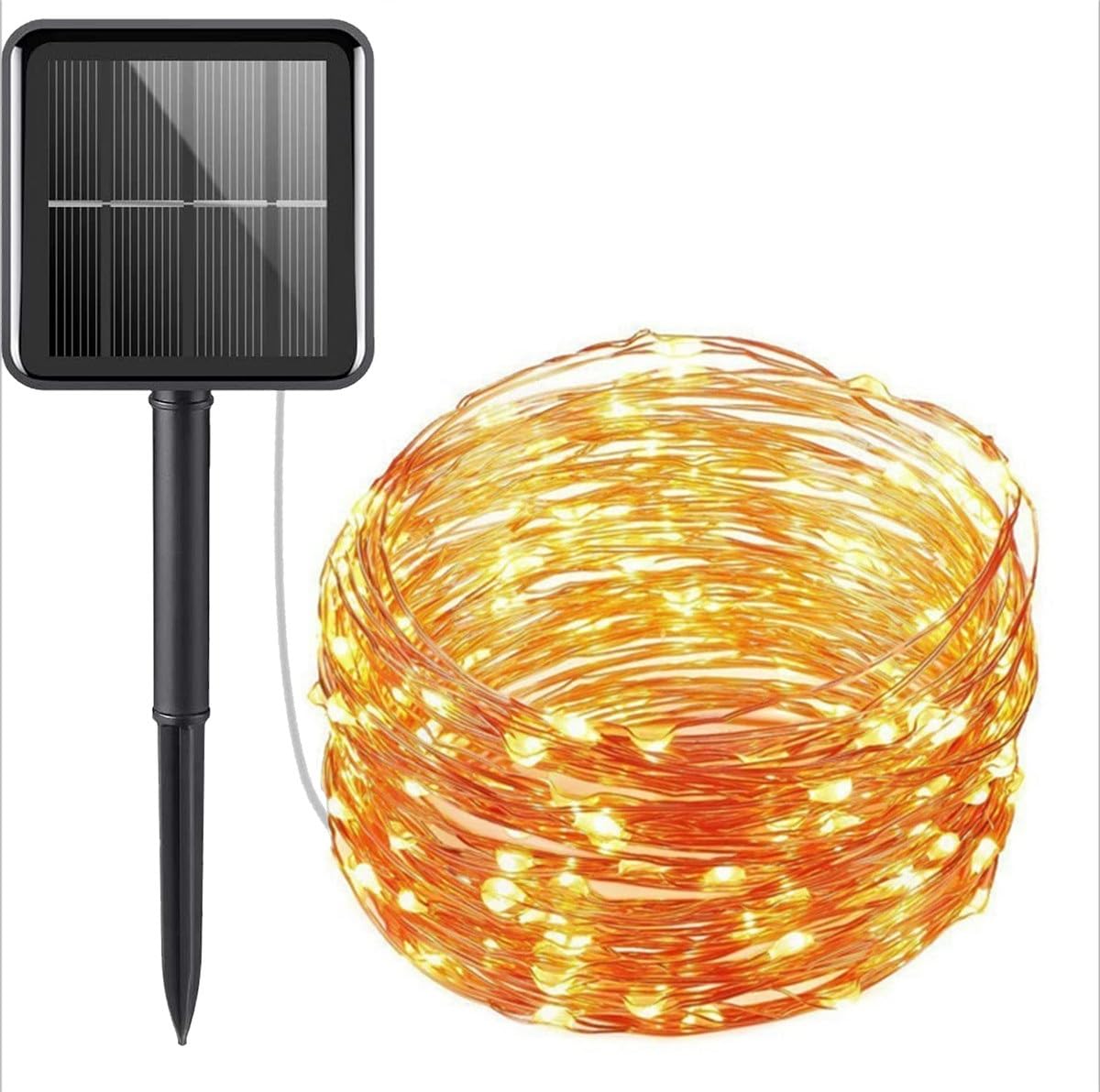 XAUCY 32 m lange 300 LED-Solar-Lichterkette, Kupferdraht, 8 Modi, wasserdichte Lichterkette für Hof, Weihnachtsbaum, Garten, Außendekoration, Solarleuchten (weiß, 50 m + 500 LEDs)