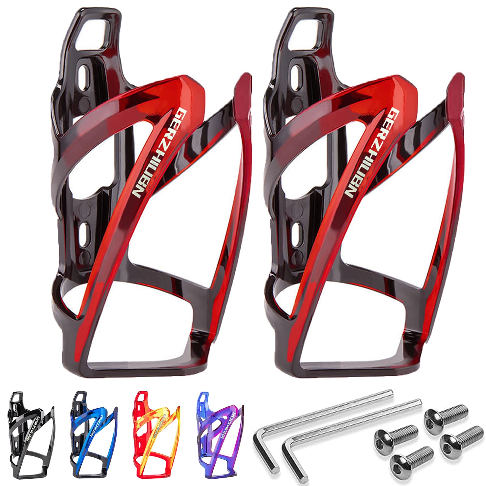 GERZHIUBN Bike Water Bottle Holder,Cycling Bottle Cage 2-Pack Ultralight Plastic Durable Cup Holder for Road MTB Bicycle