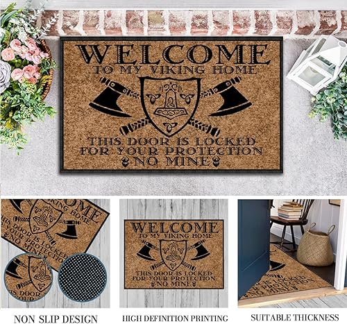 Miniatura 7 de Tapete divertido para puerta delantera, para exteriores, Welcome to My Viking Home, This Door is Locked for Your Protection No Mine Outdoor Funny