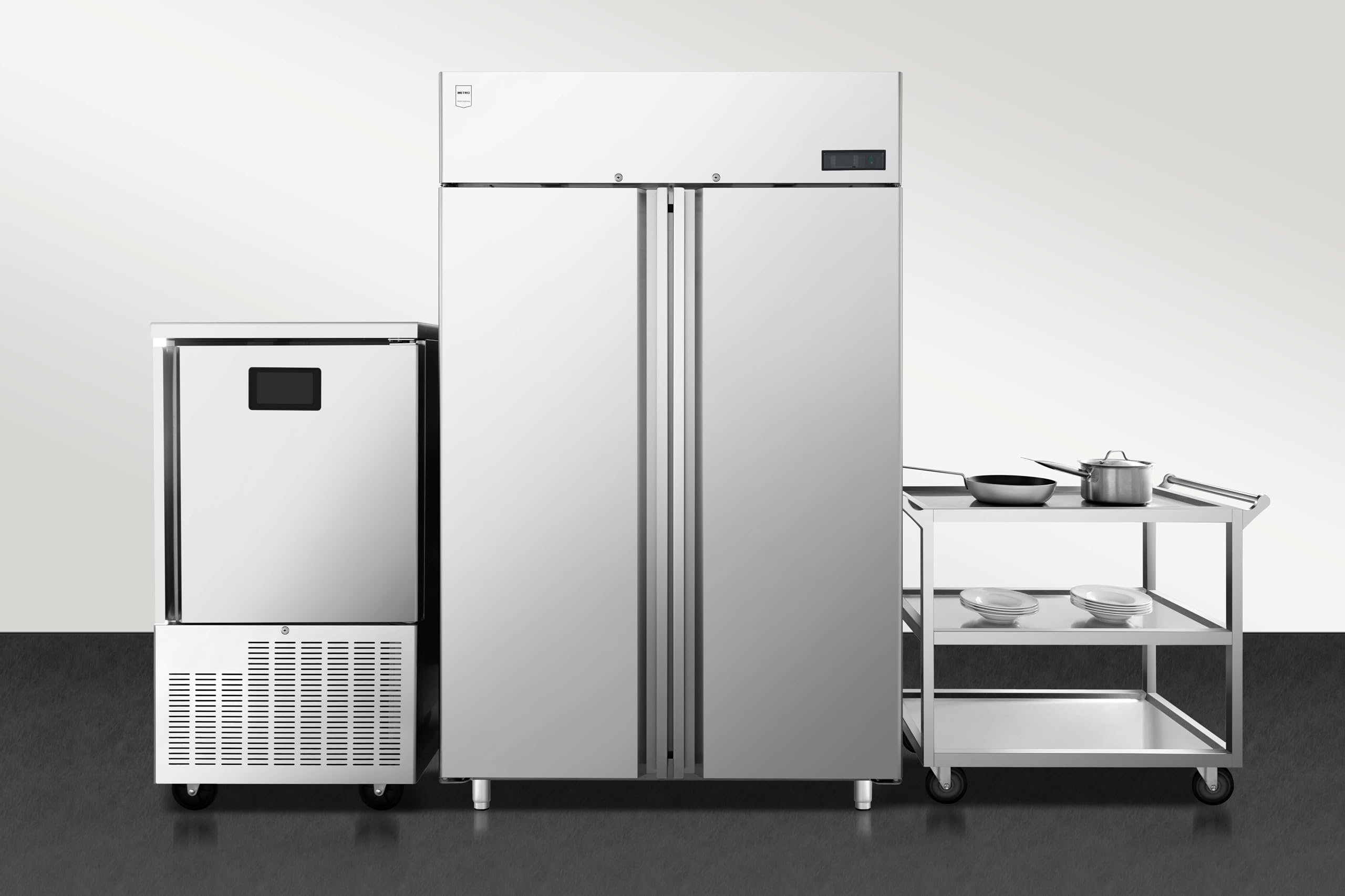 METRO Professional Refrigerador Comercial de Dos Puertas GRE21400, Plateado, Acero Inoxidable, 955 L, con Iluminación LED