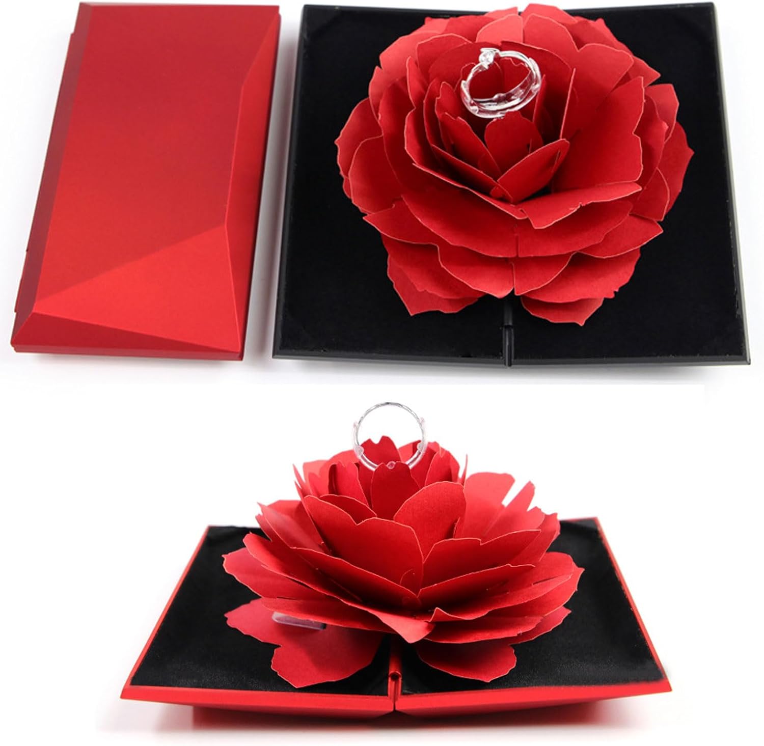 Ring Box Rose Flower，Jewelry Ring Gift Box，Ring Box，Ring Jewelry Box