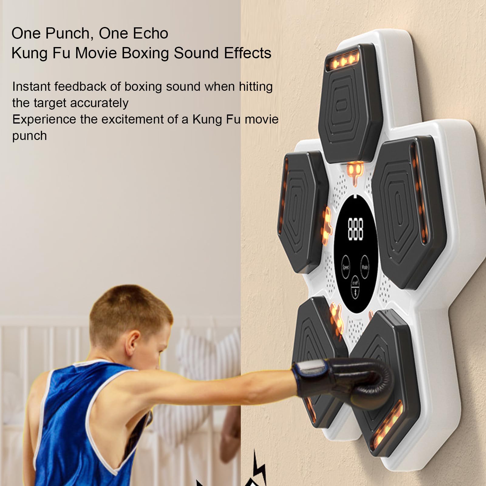 Naroote Bersaglio da Boxe Interattivo per Bambini, con Musica Intelligente, Montato a Parete, per Interni Domestici, modalità Salto Regolabile, per Allenamento e Coordinazione dei Riflessi, Batteria