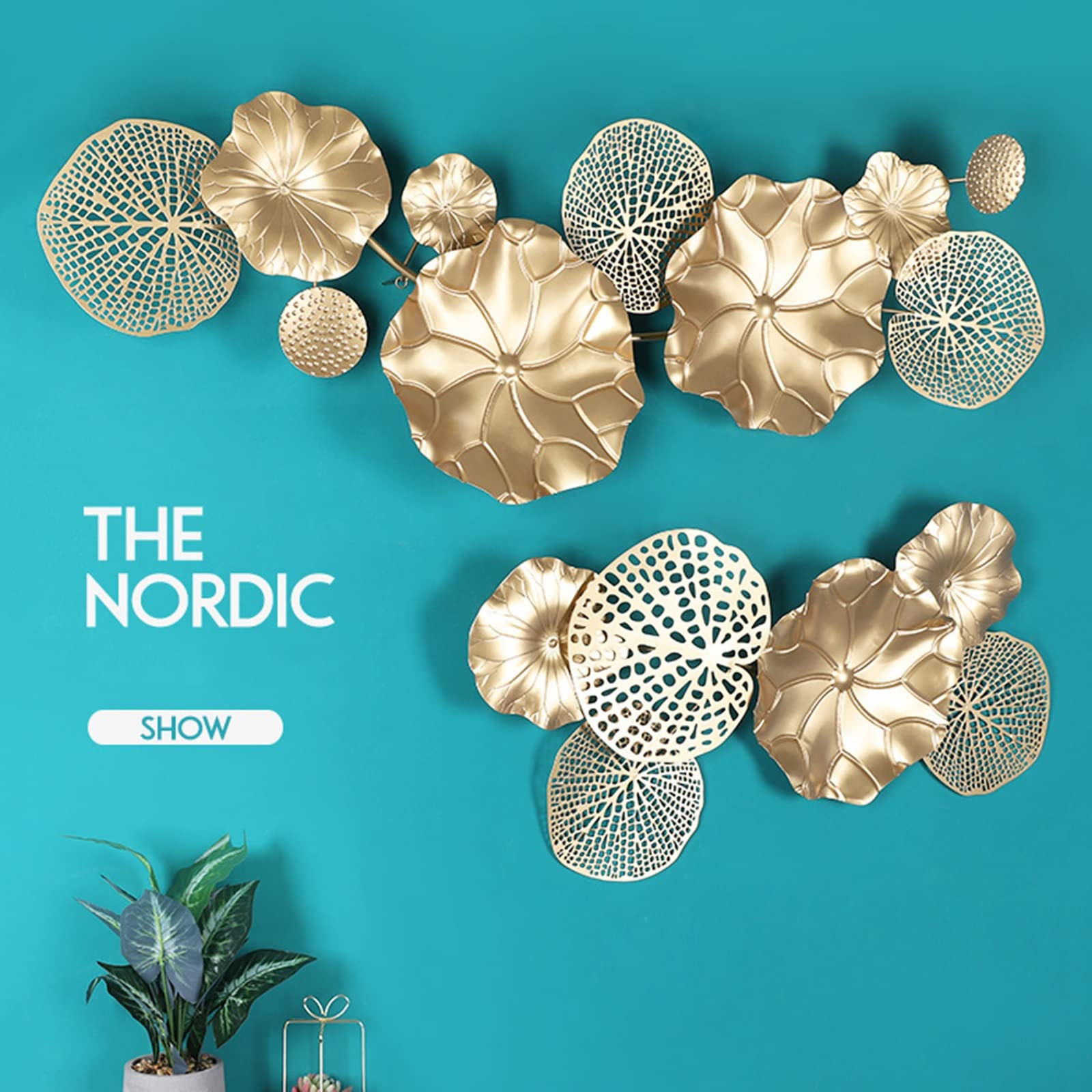 3 Stuks Metalen Wanddecoratie Bloemen - Goud Minimalistische Lijnkunst Voor Woonkamer & Slaapkamer