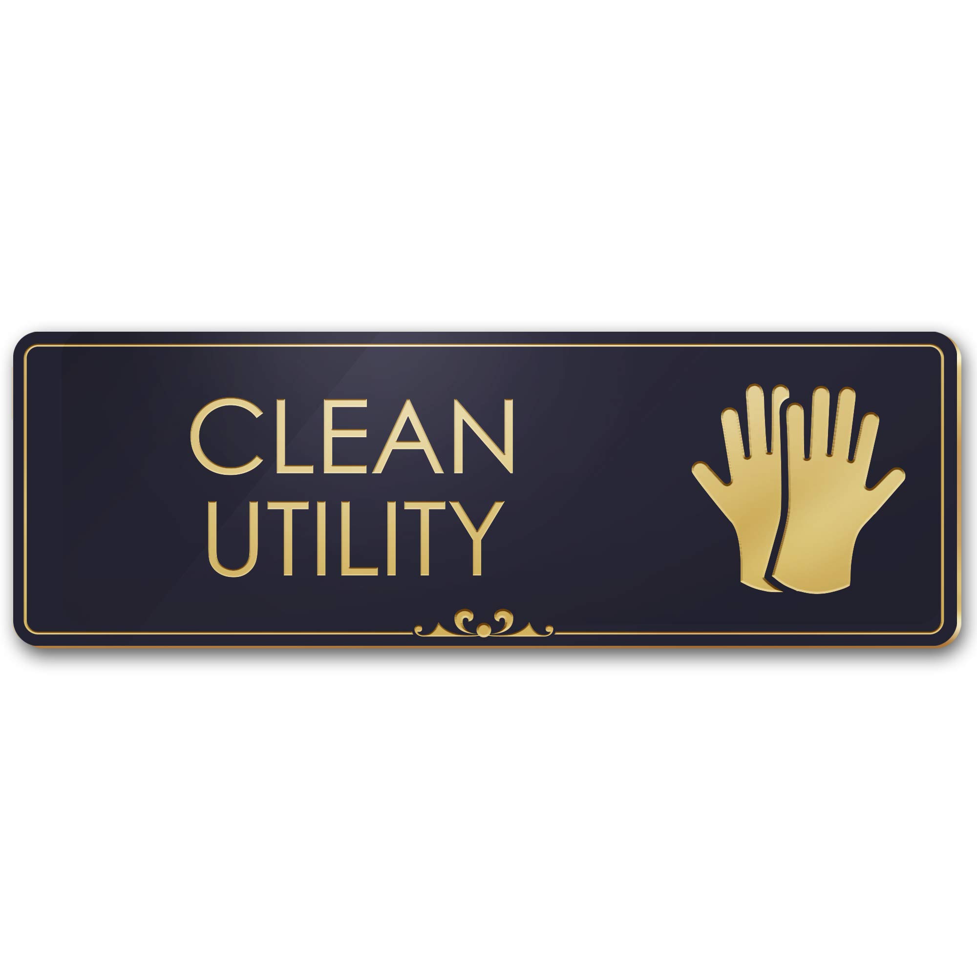 Clean Utility Closet Room Sign for Office/Business, Black/Gold, Engraved, 3" x 9", Fade Resistance, Indoor/Outdoor Use, USA MADE By My Sign Center