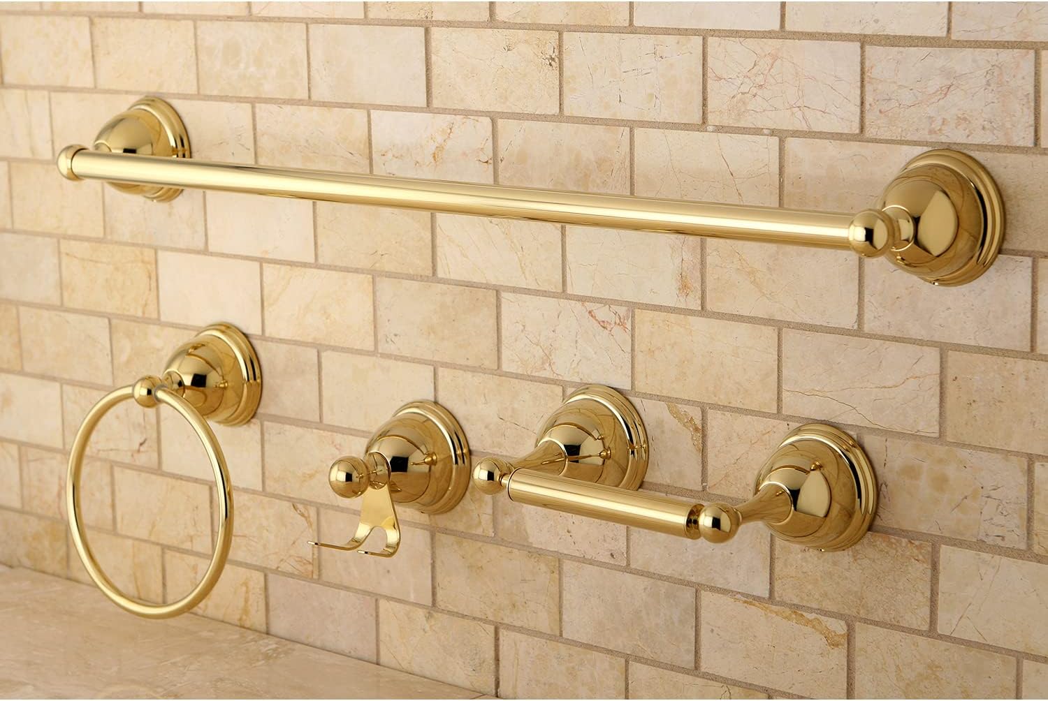 Polished Brass 4-Piece Bathroom Hardware Set