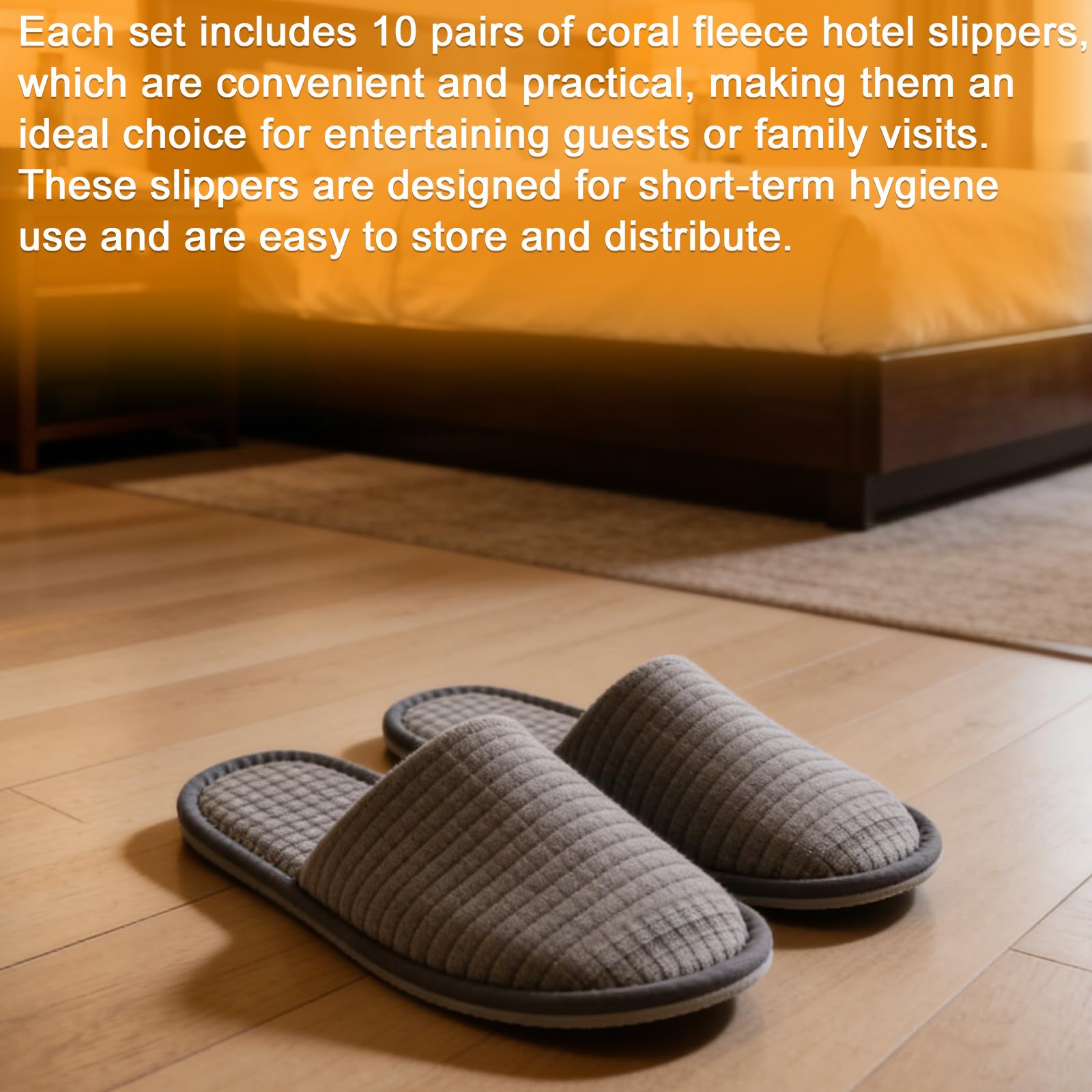 10 paia di pantofole in tessuto non tessuto corallo: 29 × 11,5 cm, suola antiscivolo, pantofole spa, lavabili per casa, camera da letto, bagno, interni, hotel o uso commerciale
