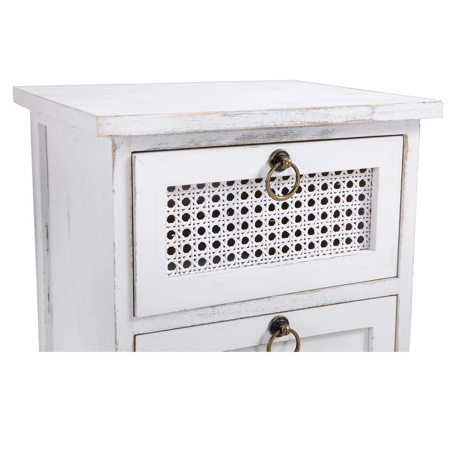 CARO-Möbel Nachttisch IRMA Nachtschrank für Boxspringbett Nachtkonsole mit 3 Schubladen weiß Vintage Design