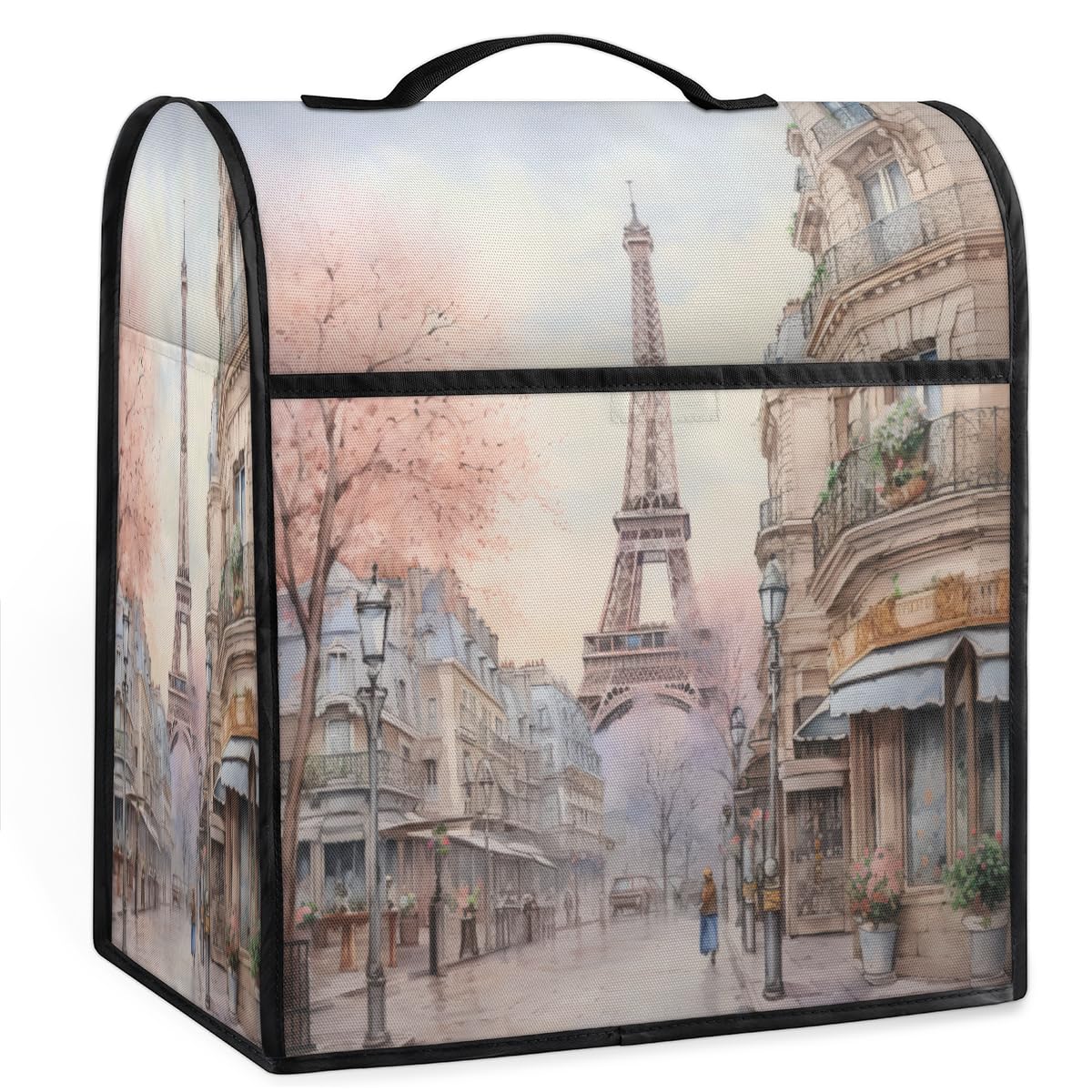 Coffee Maker Cover Eiffel Tower Kitchen Appliance Covers Small Appliance Covers Blender Cover Juicer Cover Dust Covers for Kitchen Appliances with Top Handle and Pockets,Washable,B365
