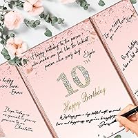 Vista 8 de Crenics Decoraciones de cumpleaños número 10 de oro rosa, alternativa creativa para libro de invitados de 10º cumpleaños, libro de firmas grande
