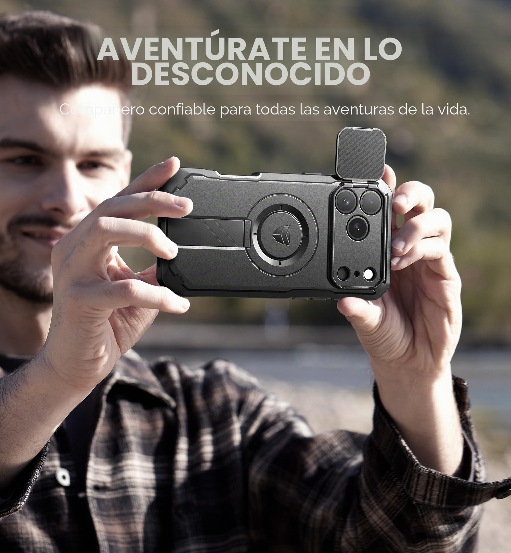 Dexnor Funda para iPhone 2026 Pro/17 Pro, con Cubierta de Cámara, Soporte, Protector de Pantalla y 2 Marcos Frontales, Compatible con MagSafe - Negro