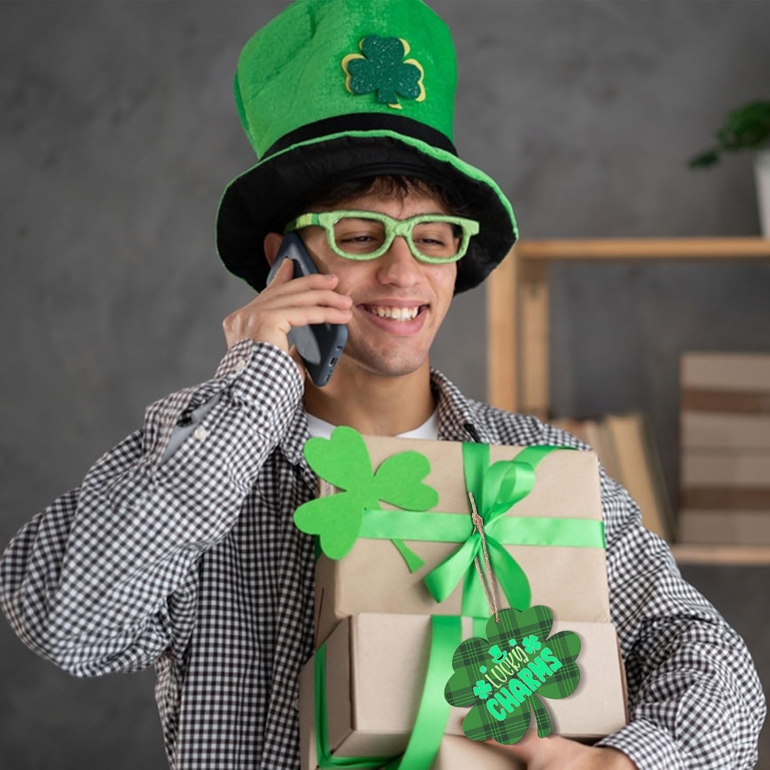 AWIZOM 72 Pcs Wooden Four Leaf Clover Ornaments Unfinished St. Patrick's Day Wooden Shamrock Cutouts Blank Wood 4 Leaf Clover Slices with Twine for DIY Crafts Tags Irish Holiday Hanging Decor,3.5x3 - Image 7