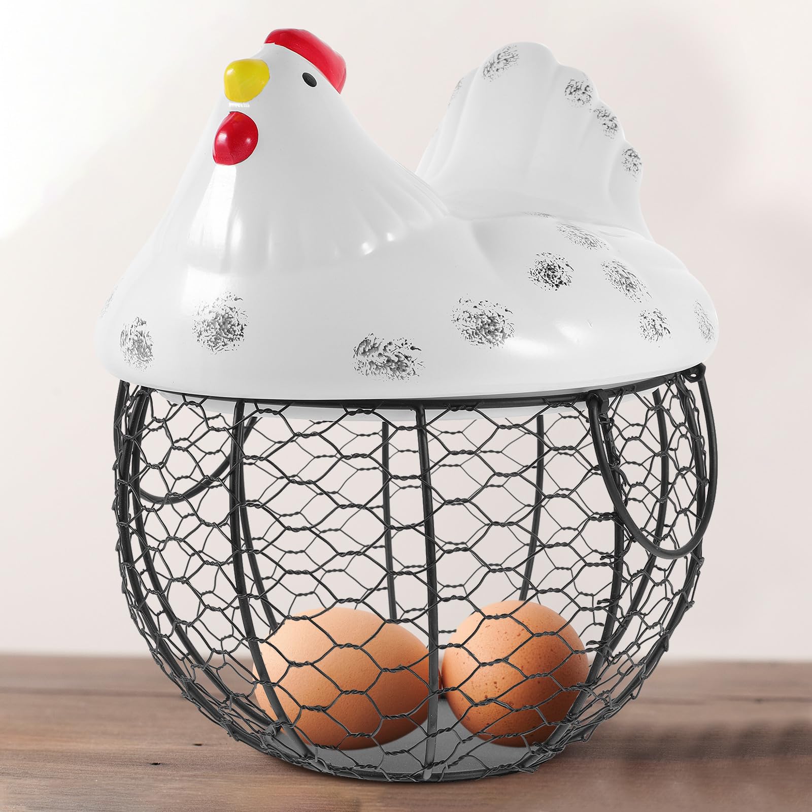 Eieraufbewahrungskorb aus Eisen in Hühnerform für Küche Haushalt