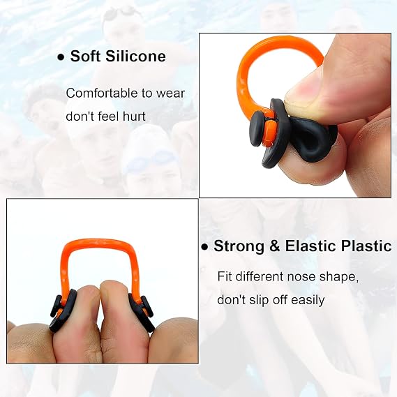 Zooshine Waterproof Swimming Nose Clips,10PCS Silicone Swim Nose Plugs for Kids(Age 6+) and Adults,Ideal for Lap Swimming,Training,Pool Use Keep Water Out of Nose