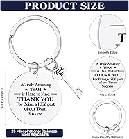 Vista 3 de Roowest 75 piezas de agradecimiento a los empleados, cuadernos motivacionales a granel, llaveros inspiradores con bolsas de organza, regalo