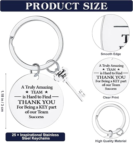 Miniatura 3 de Roowest 75 piezas de agradecimiento a los empleados, cuadernos motivacionales a granel, llaveros inspiradores con bolsas de organza, regalo de