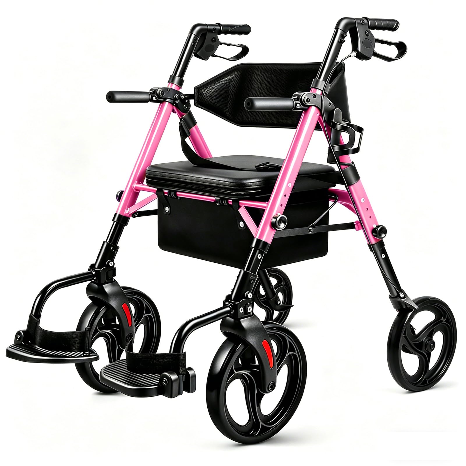 Photo 1 of 2-in-1 Rollator Walker Transport Wheelchair Combo for Seniors with seat