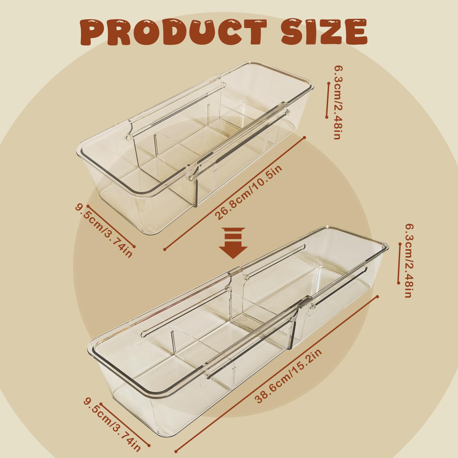 YUANQIZHU Expandable Straw Organizer Drawer Holder for Cabinet?Deep Drawer Organizer Kitchen Cabinet Organizer detachable compartments Fits for Stanley Long Straw(Transparent