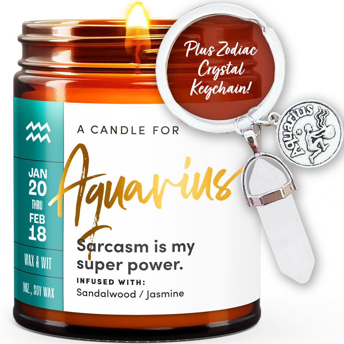WAX & WIT Aquarius Gifts for Women, Aquarius Candle, Zodiac Gifts, Astrology Gifts