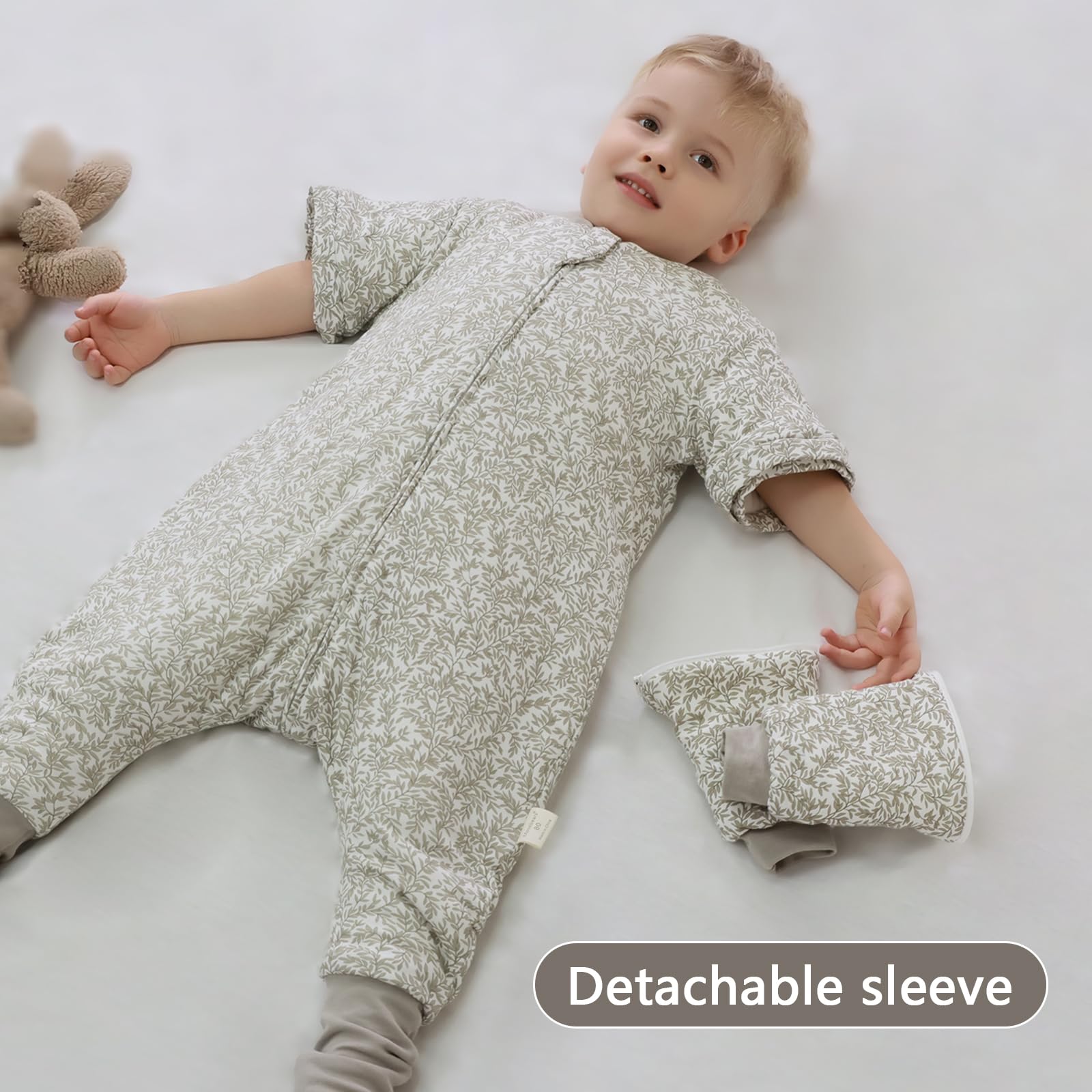 Mosebears Sacco nanna per bambino con gambe Sacco nanna per bambini foderato in caldo invernale con maniche staccabili, pigiama unisex per bambina