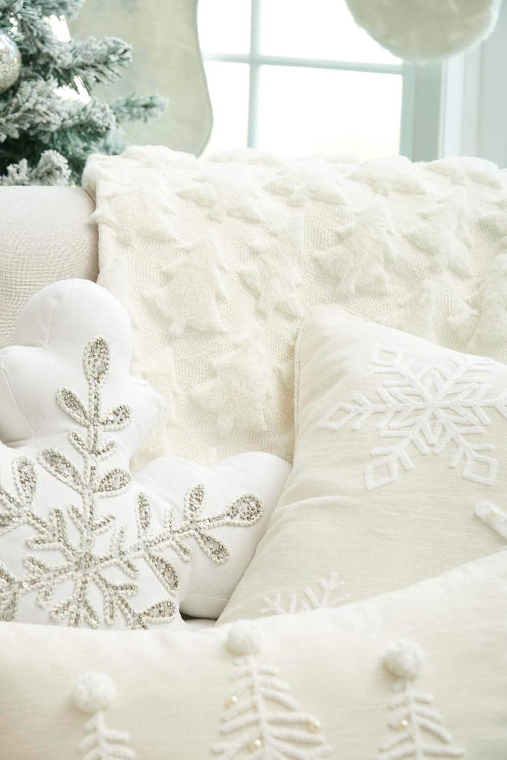 C&F Home Sparkle Snowflake Cotton Blend Accent Throw Pillow 16" x 18" Christmas Xmas Festive Winter Holidays Home Living Room Sofa Couch Chair Bed Bedroom Premium Luxury Decor Decoration 16" x 18"