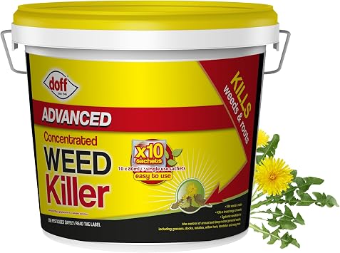 Doff Advanced Concentrated Weedkiller - 10 Sachets for Dilution in Water for Garden Protection   Kills Deep Rooted Weeds from Pathways to Driveways - Long Lasting Weed Control   Strong Weed Killer