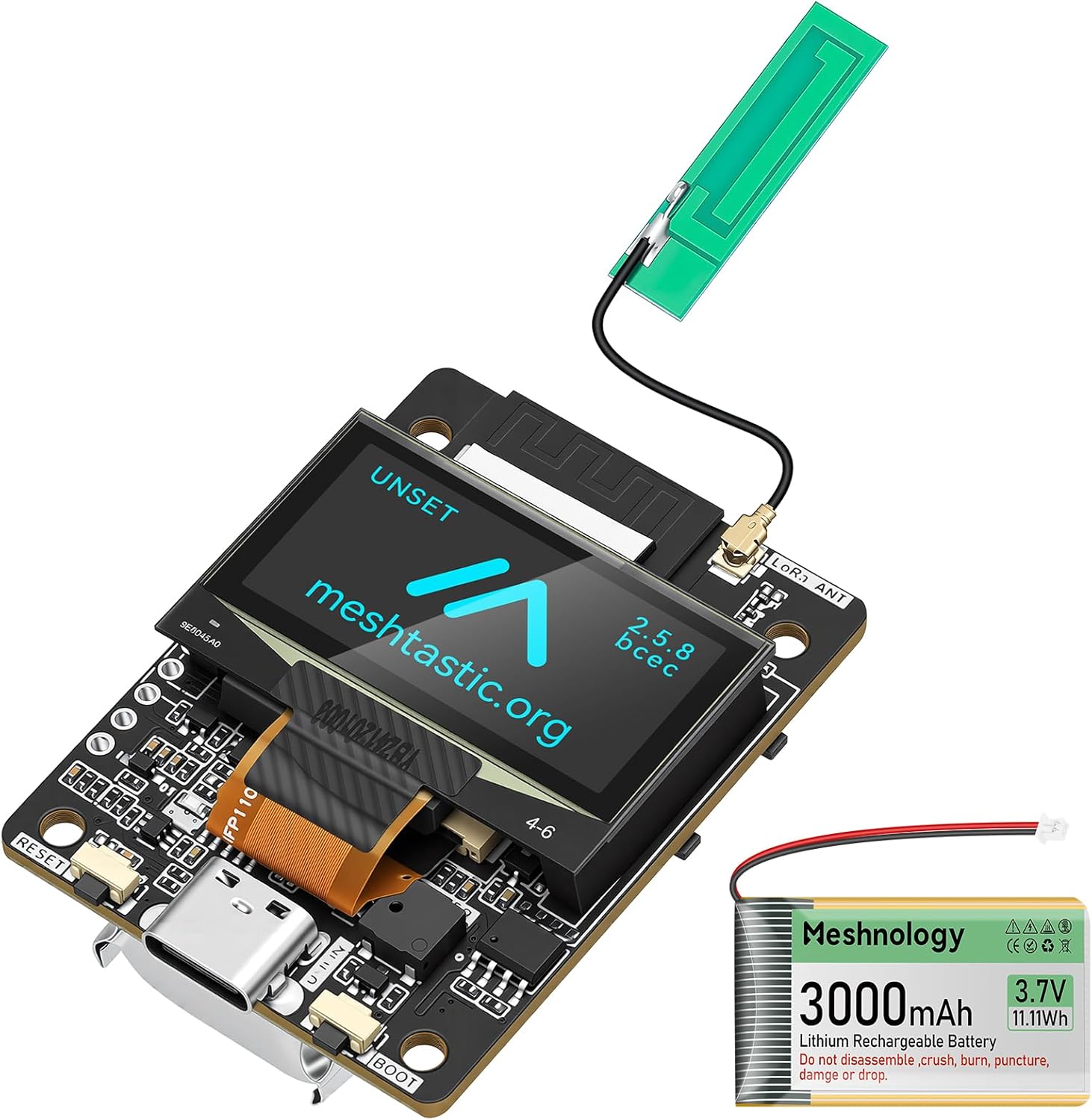 ThinkNode M2 LoRa Development Board + 3000mAh Battery, Meshtastic Device with Bluetooth WiFi LoRa SX1262 ESP32-S3 1.3" OLED Display 915MHz Antenna Mesh Network for Outdoor Communication