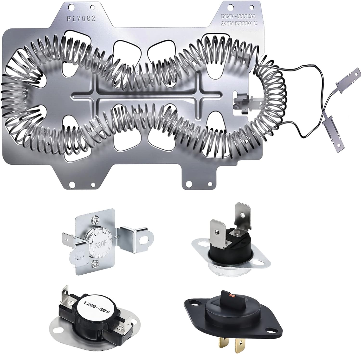 DC47-00019A Dryer Heating Element Kit for SAMSUNG DV42H5000EW/A3 DV45H7000EW/A2 DV42H5200EP/A3 DV210AEW/XAA DVE50M7450W/A3 DV42H5200EP/A3 DV45H7000EW/A2 DV48H7400EW/A2 DVE50R5400V/A3 DV40J3000EW/A2