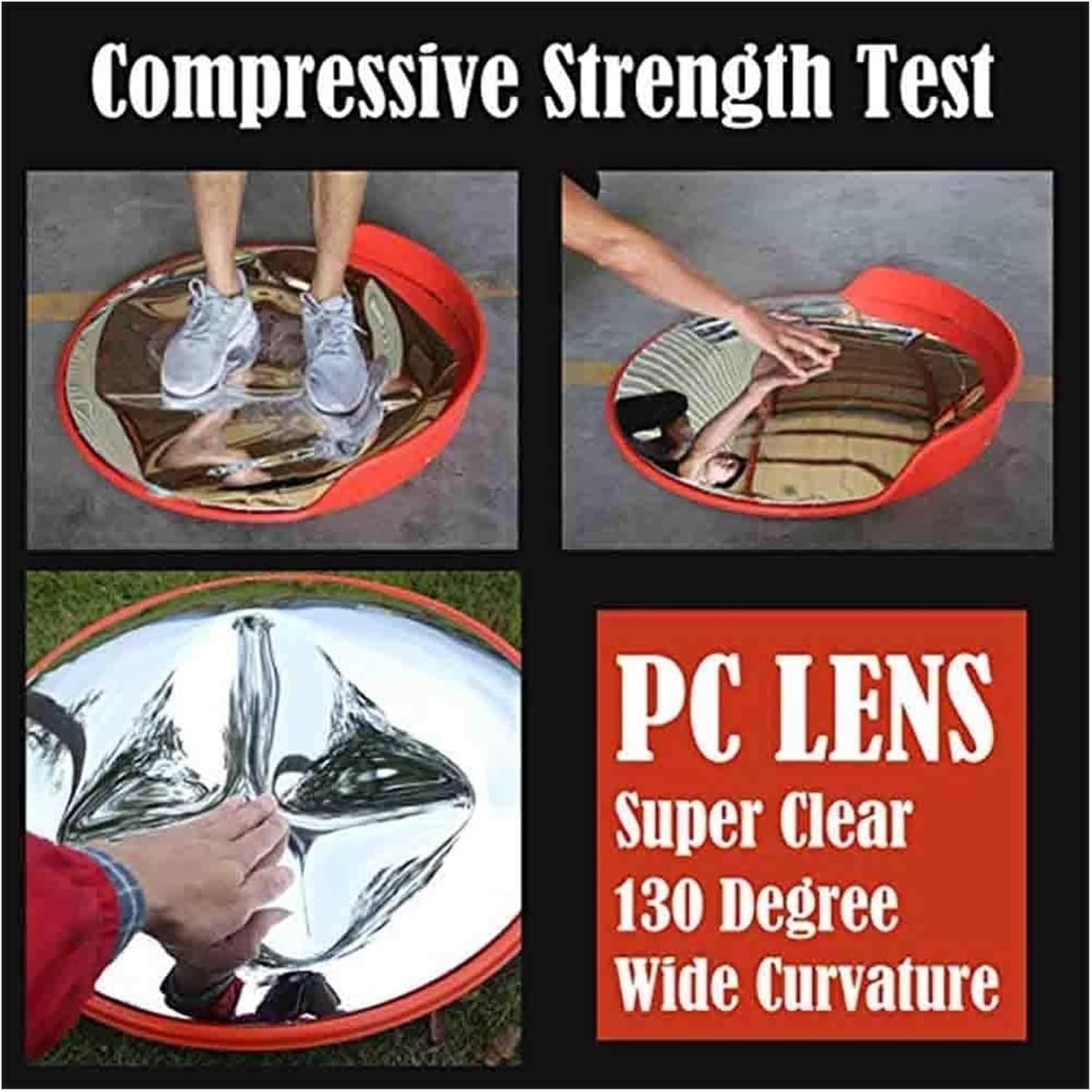 Traffic Safety Mirror Convex Driveway Mirror Blind Spot Mirrors-Bh Convex Mirror Reflector Concave Mirror Road Turning Mirror Traffic Indoor Outdoor,Support Lane Bending Observatio,45Cm