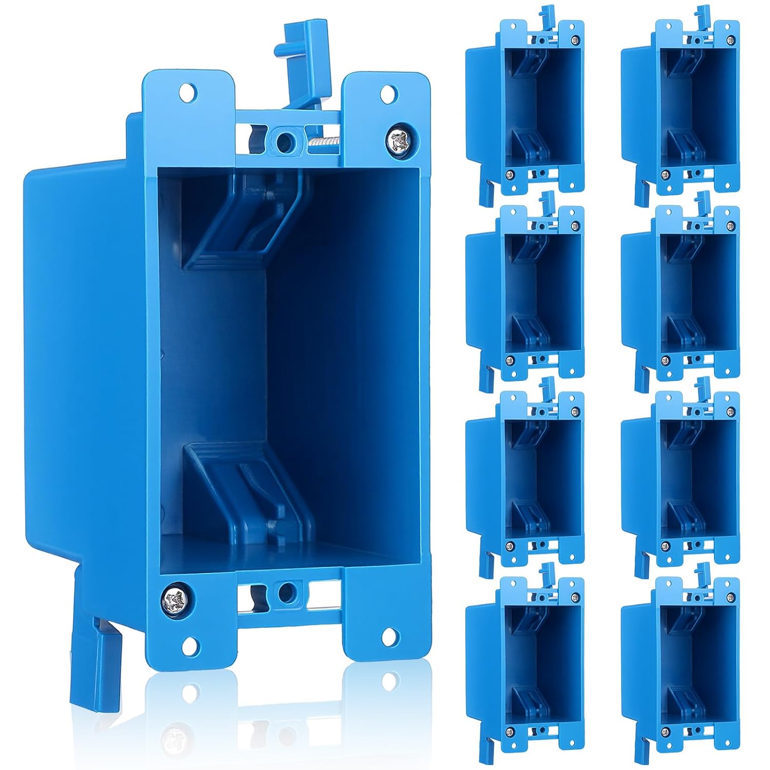 Sibba 8 Pack Single Gang Electrical Outlet Box, 1-Gang Old Work Box 14 Cubic Inch PVC Electrical Boxes for Switch Outlet, Wall Mount Device Boxes for Residential Commercial Applications