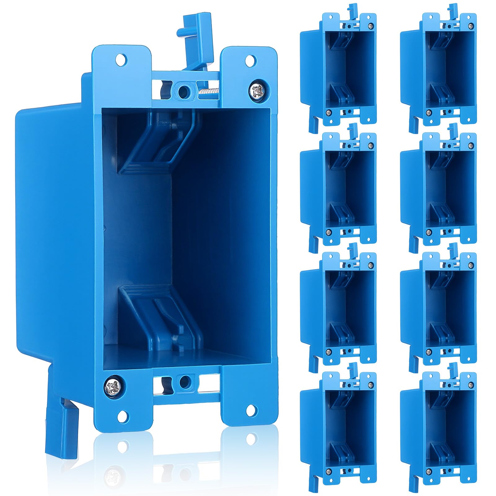 Sibba 8 Pack Single Gang Electrical Outlet Box, 1-Gang Old Work Box 14 Cubic Inch PVC Electrical Boxes for Switch Outlet, Wall Mount Device Boxes for Residential Commercial Applications