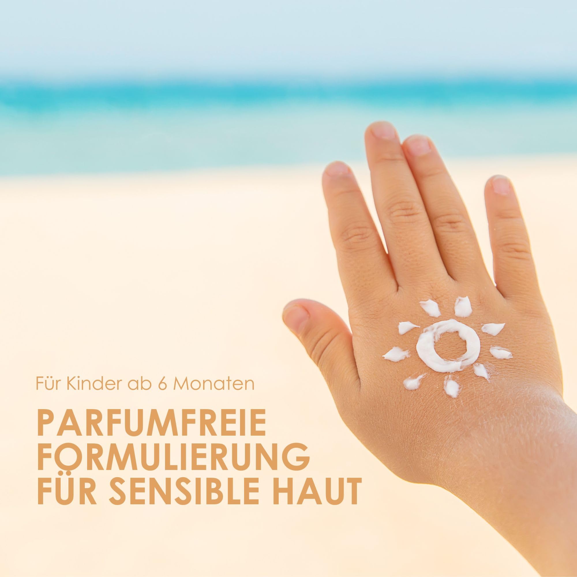 Jean & Len Sensitive Kids Sonnen Lotion LSF 50+, Sofortschutz für sensitive Kinderhaut, für empfindliche Kinderhaut ab 6 Monate, Korallenfreundlich, Sonnencreme Kinder, ohne Octocrylen, vegan, 250 ml