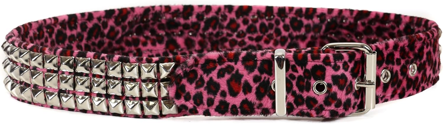 Funk Plus Fuzzy Leopard Studded Belt Punk Goth Rave Alternative Style USA Made