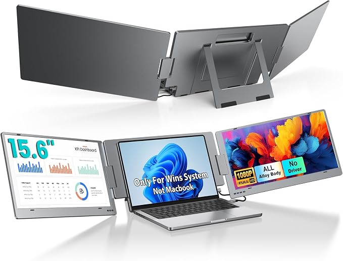 KYY Laptop Screen Extender, Portable Triple Monitor for Laptop No Driver