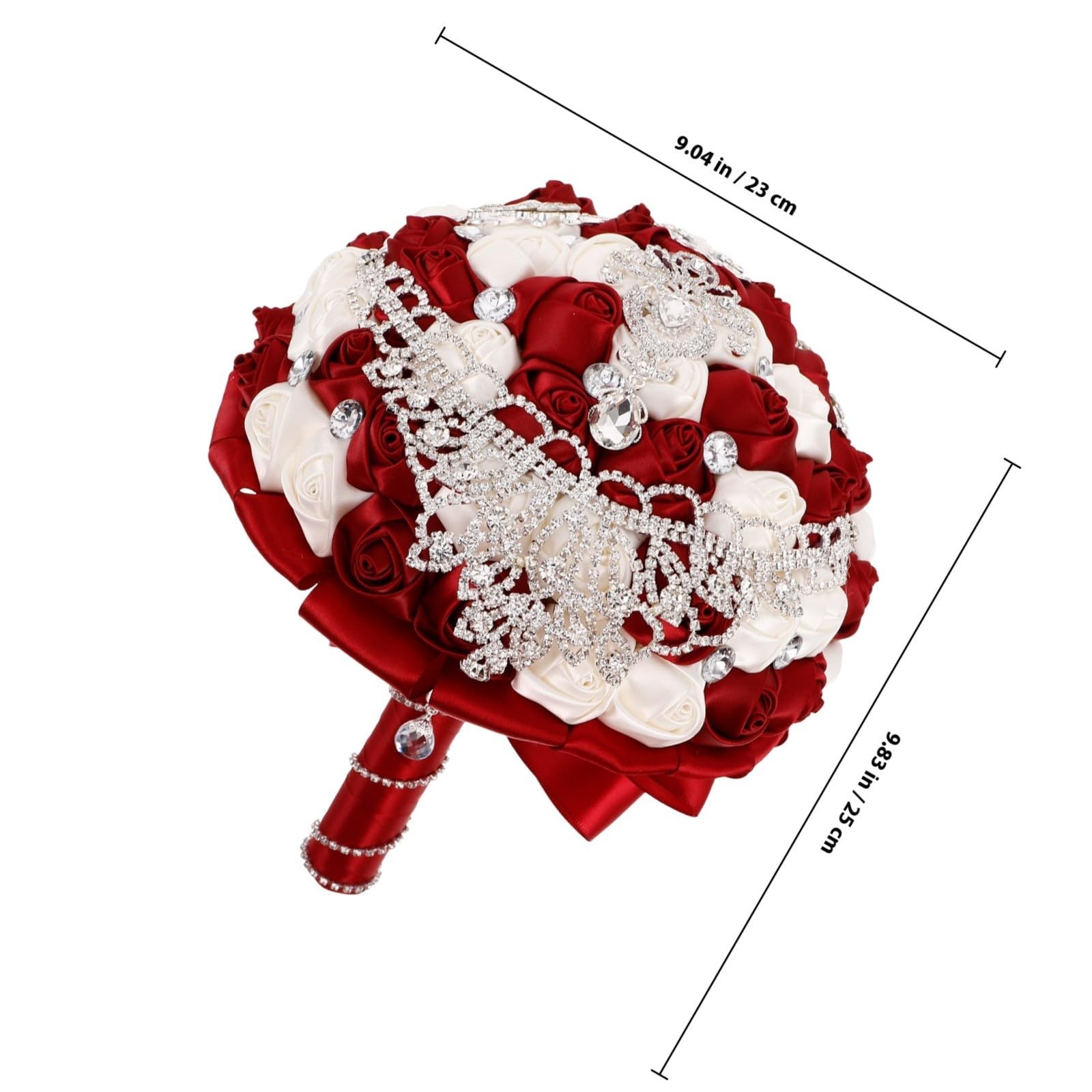 Zerodeko Bouquet da Sposa Artificiale Rose, Nastro e Strass per Cerimonia