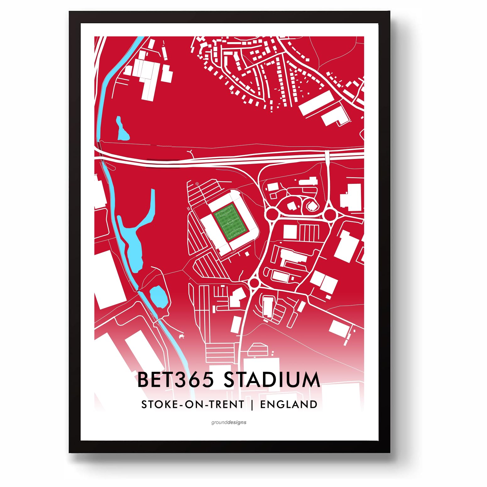 GroundDesigns STOKE CITY FC Football Gift BET365 STADIUM Art Map Unframed A3 Print SCFC