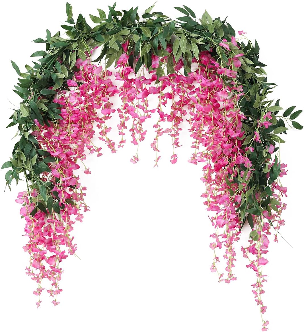 JUSTOYOU 2PCS 7FT Artificial Wisteria Vine Garland Fake flower Wisteria