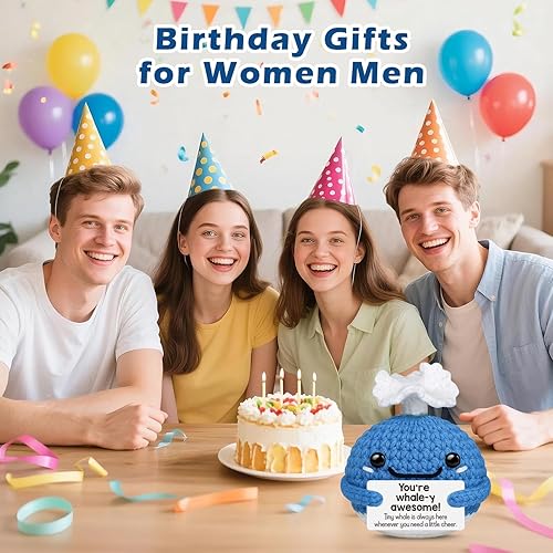 Vista 5 de Cesta de Pascua de ballena de ganchillo, regalos divertidos de cumpleaños, día de la madre, graduación, para mujeres, niños, niñas, mejores amigos