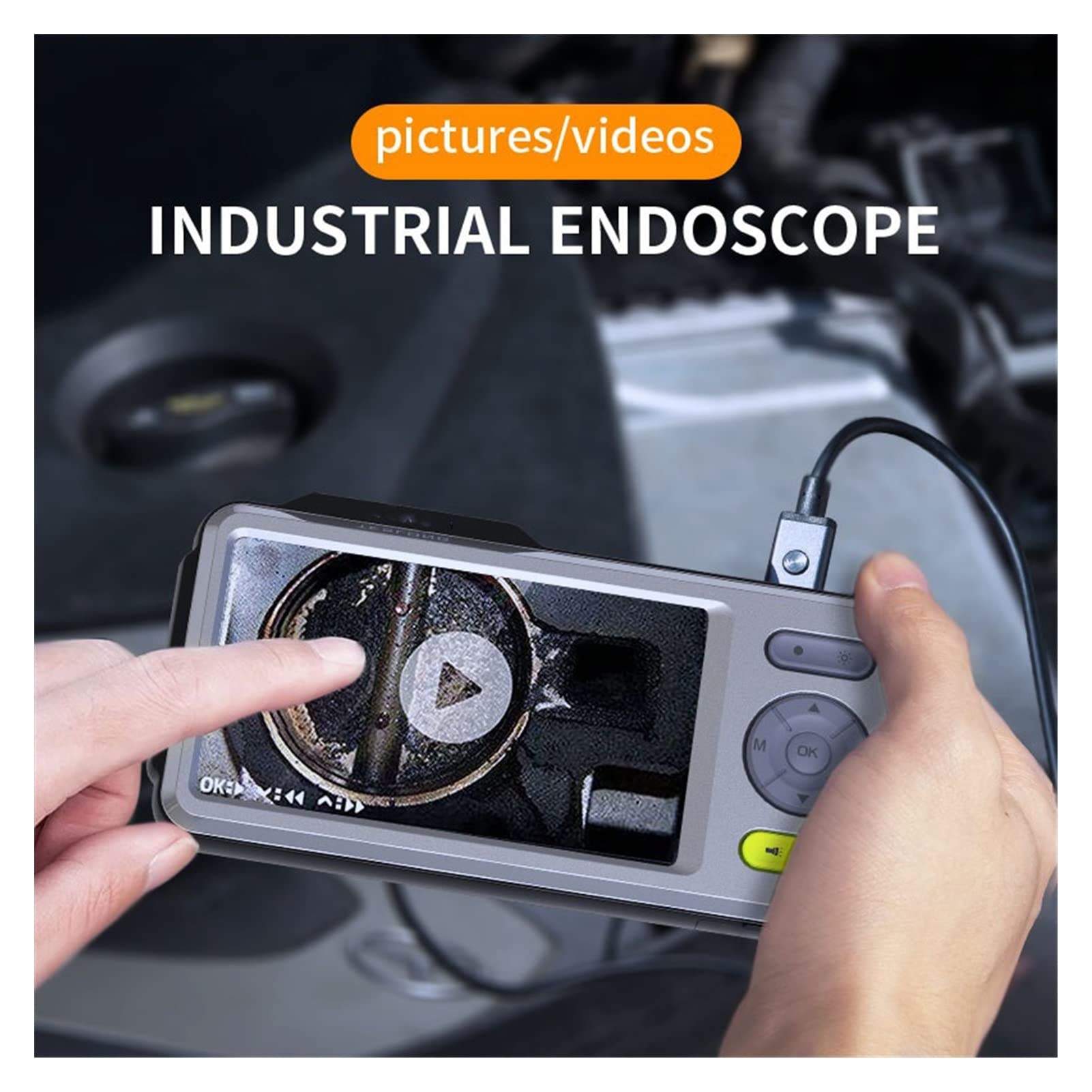 KOHARA Endoscopio 1080P 5 "Schermo IPS 5mm Dual Lens Endoscopio Telecamera di ispezione Periscopio Impermeabile 5m 7 LED Microfono Incorporato 32GB