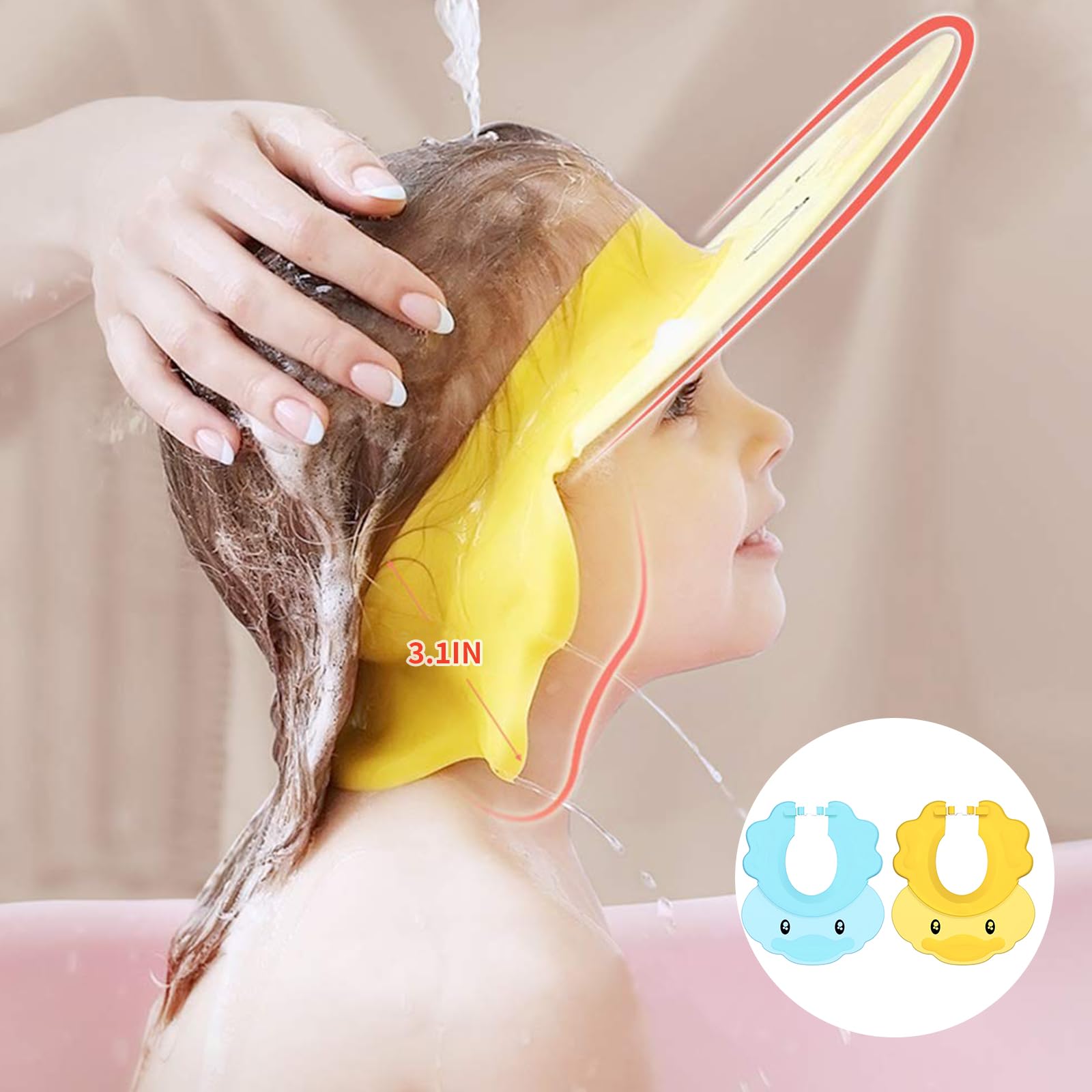 Hair Washing Aids for Kids, Baby Shower Cap Adjustable Hair Washing Shield for Kids Toddler Shampoo Cap with Ear Covers - Image 4