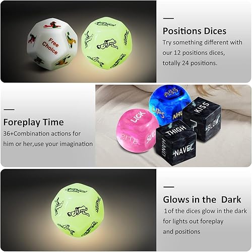 Miniatura 2 de Dados de posición sexual, 6 dados de decisión, dados de fecha para adultos, juegos para dormitorio para ella, regalos románticos, dados nocturnos