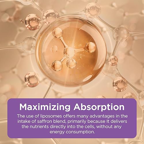 Miniatura 7 de Suplementos liposomales de azafrán, 89 mg de extracto de azafrán en gotas líquidas con Ashwagandha, cúrcuma, vitamina A y D3 para antioxidante,