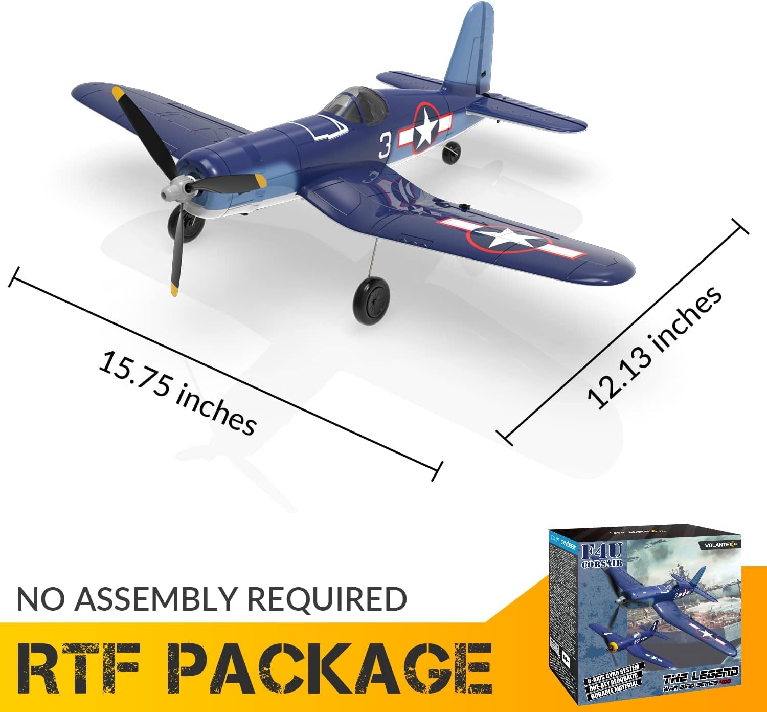 Fremego F4U RC Flugzeug, 2.4Ghz 4CH Jagdflugzeug Corsair Ferngesteuertes Flugzeug Modell Kunstflug Flugzeuge für Anfänger Erwachsene RTF