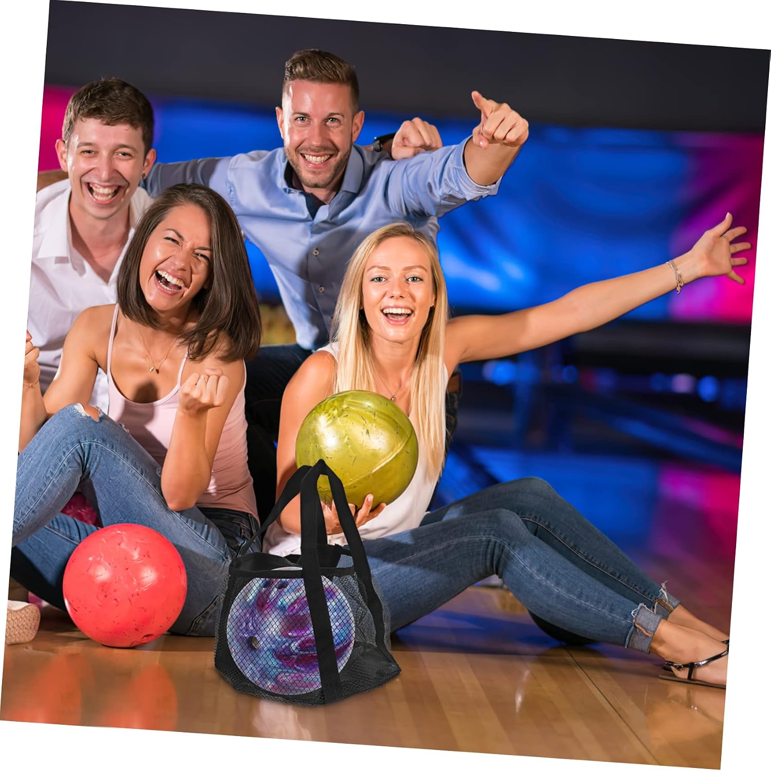 Healifty Practical Single Bowling Bag with Mesh and Handle Design Sturdy Tote for Gym Workout and Everyday Bowling Ball Storage