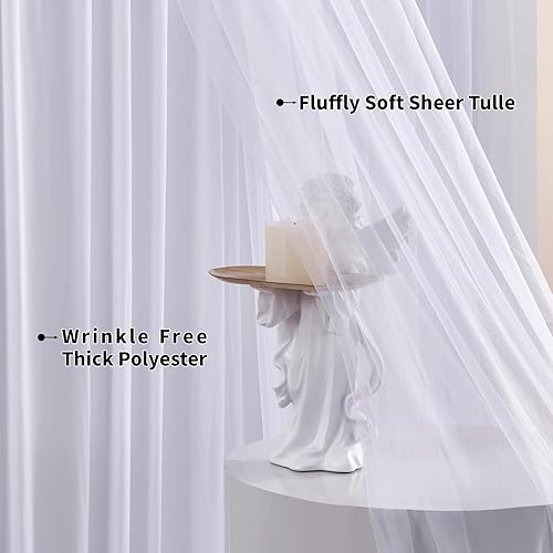 Miniatura 3 de Paneles de cortina tipo telón de fondo de tul marfil de doble capa de 20 x 10 pies con luz, 4 paneles de 5 x 10 pies, cortinas de fondo de fotos