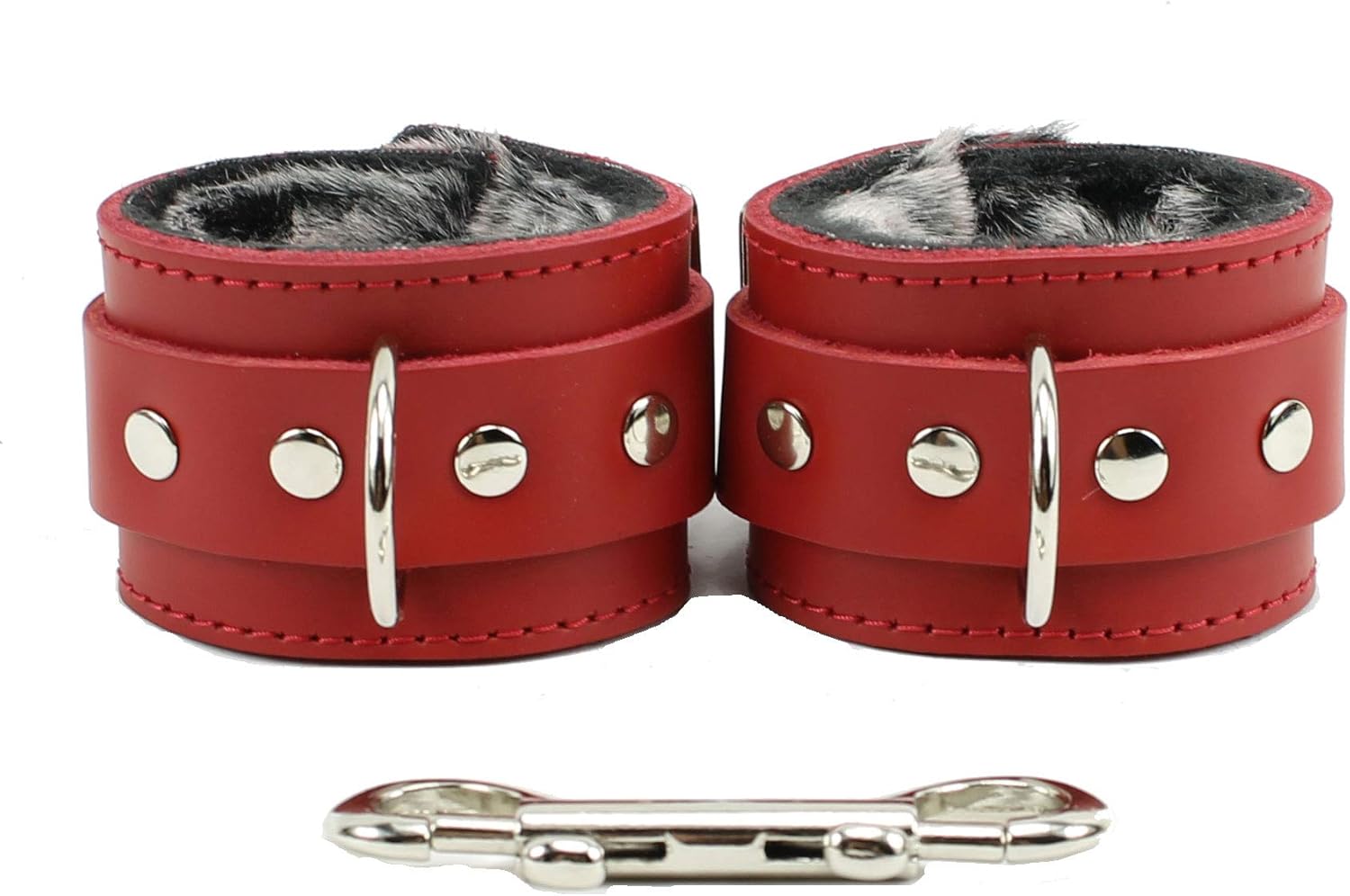 VP Leather Wrist and Ankle Cuffs 7-Piece Set Chain Collar Leather